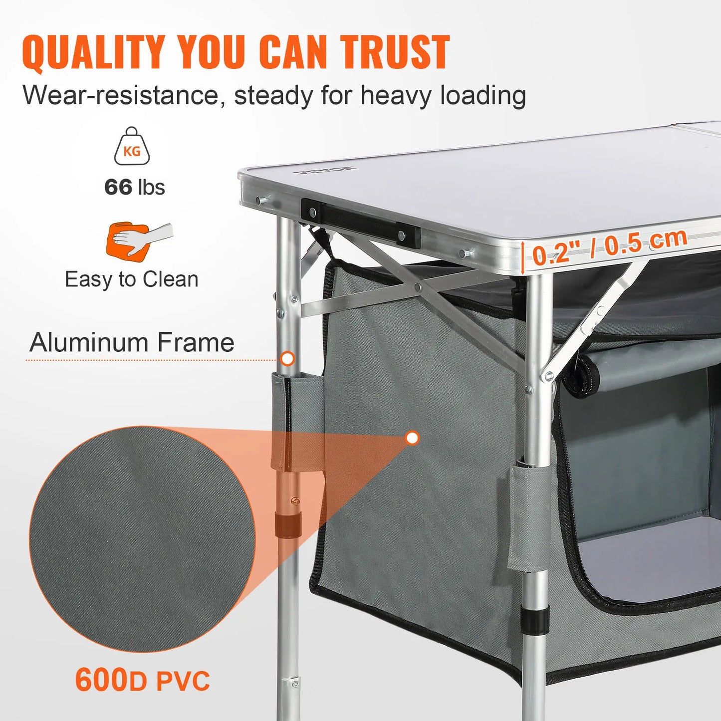SucceBuy Camping Kitchen Table Quick Set Up Folding BBQ