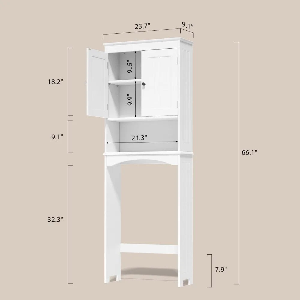 Adjustable Shelf and Double Doors, Bathroom Space Saver, Storage Shelves