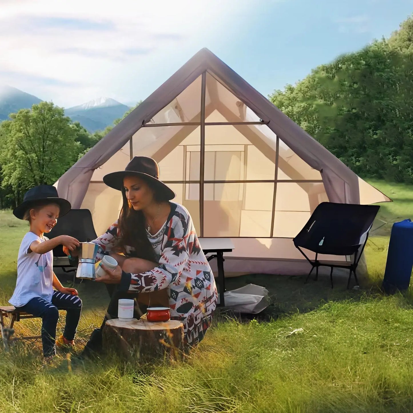 Inflatable Camping Tent For 4 To 6 People Waterproof