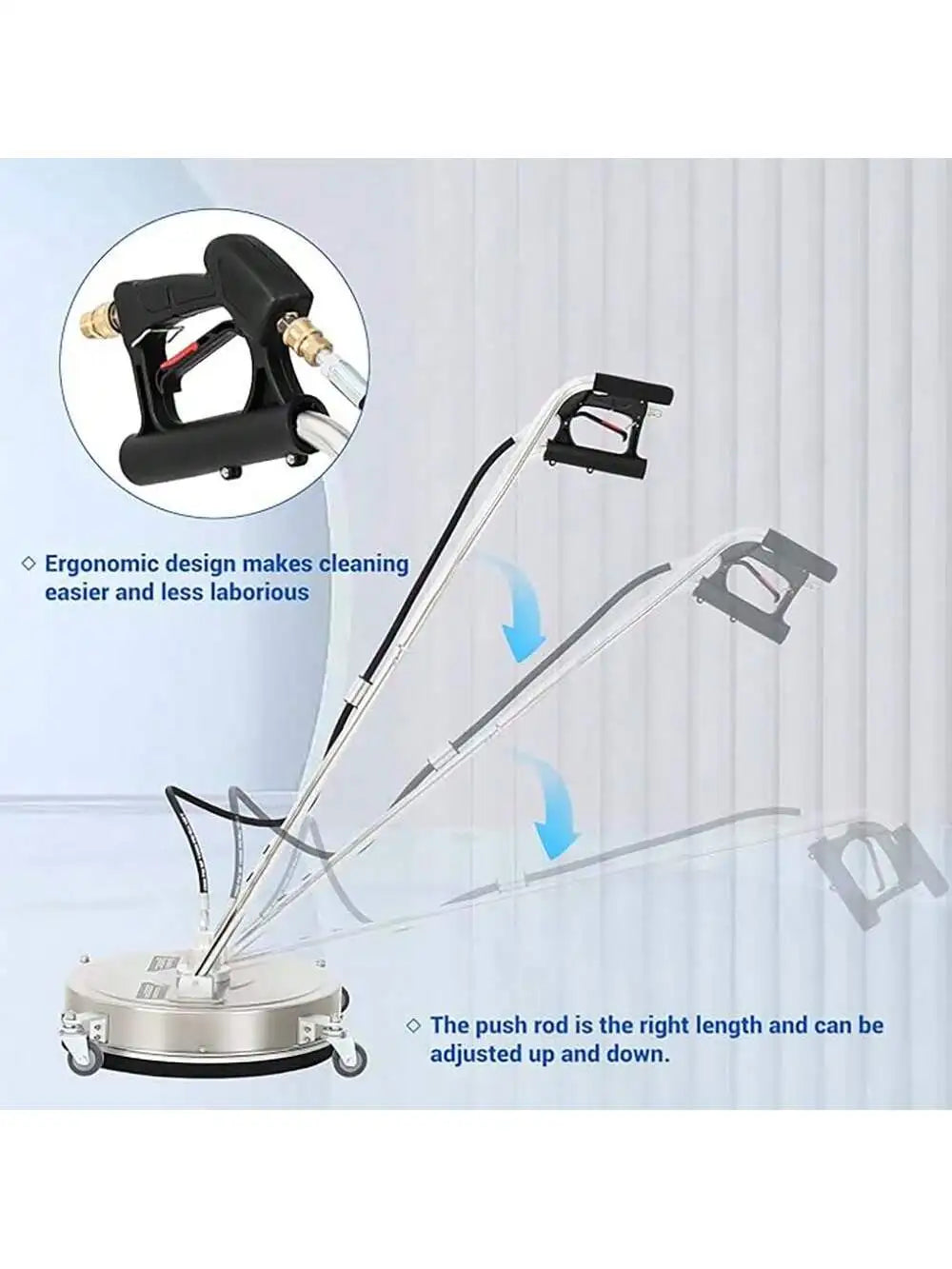 18 Inch Stainless Steel Surface Cleaner 4 Spinner Wheels