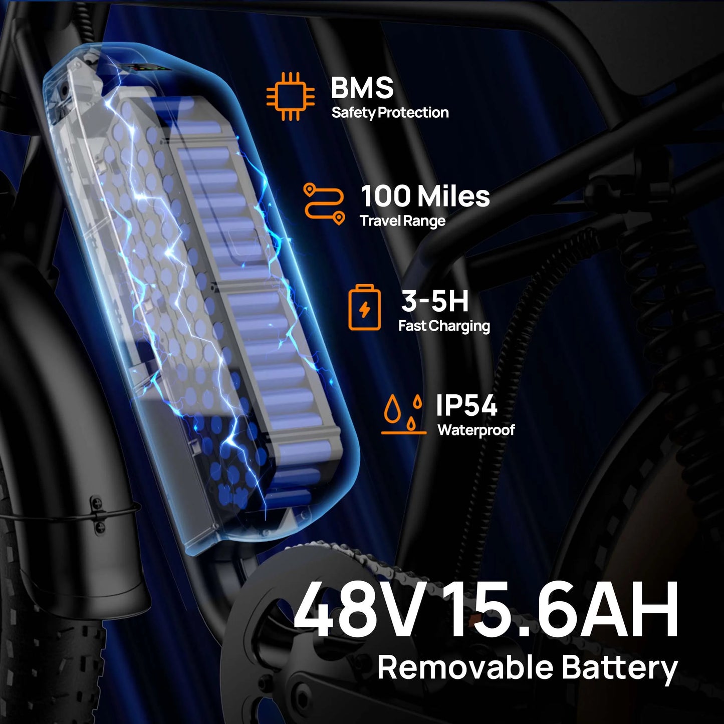 Peak 1500W Electric Mountain Bike Removable 48V Battery