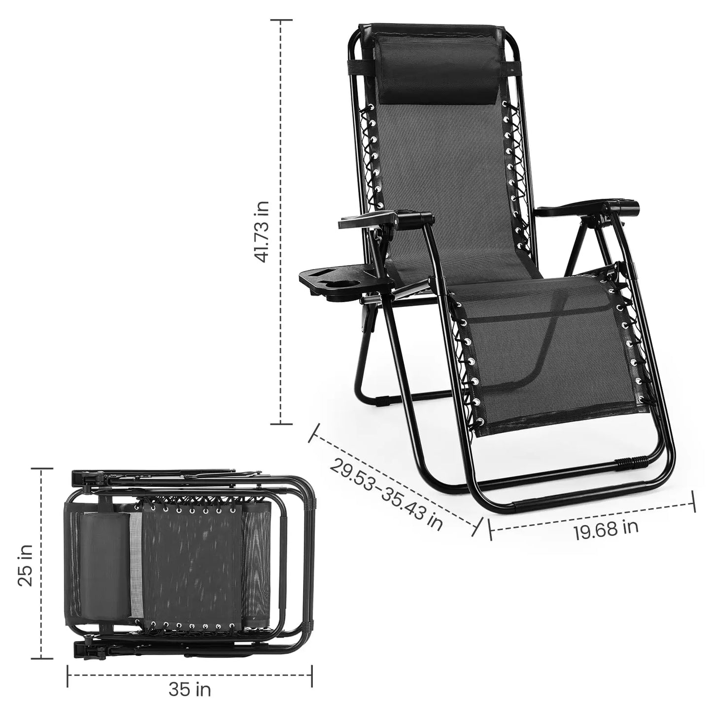JHK Zero Gravity Recliner Set of 2 Cup Holder Trays