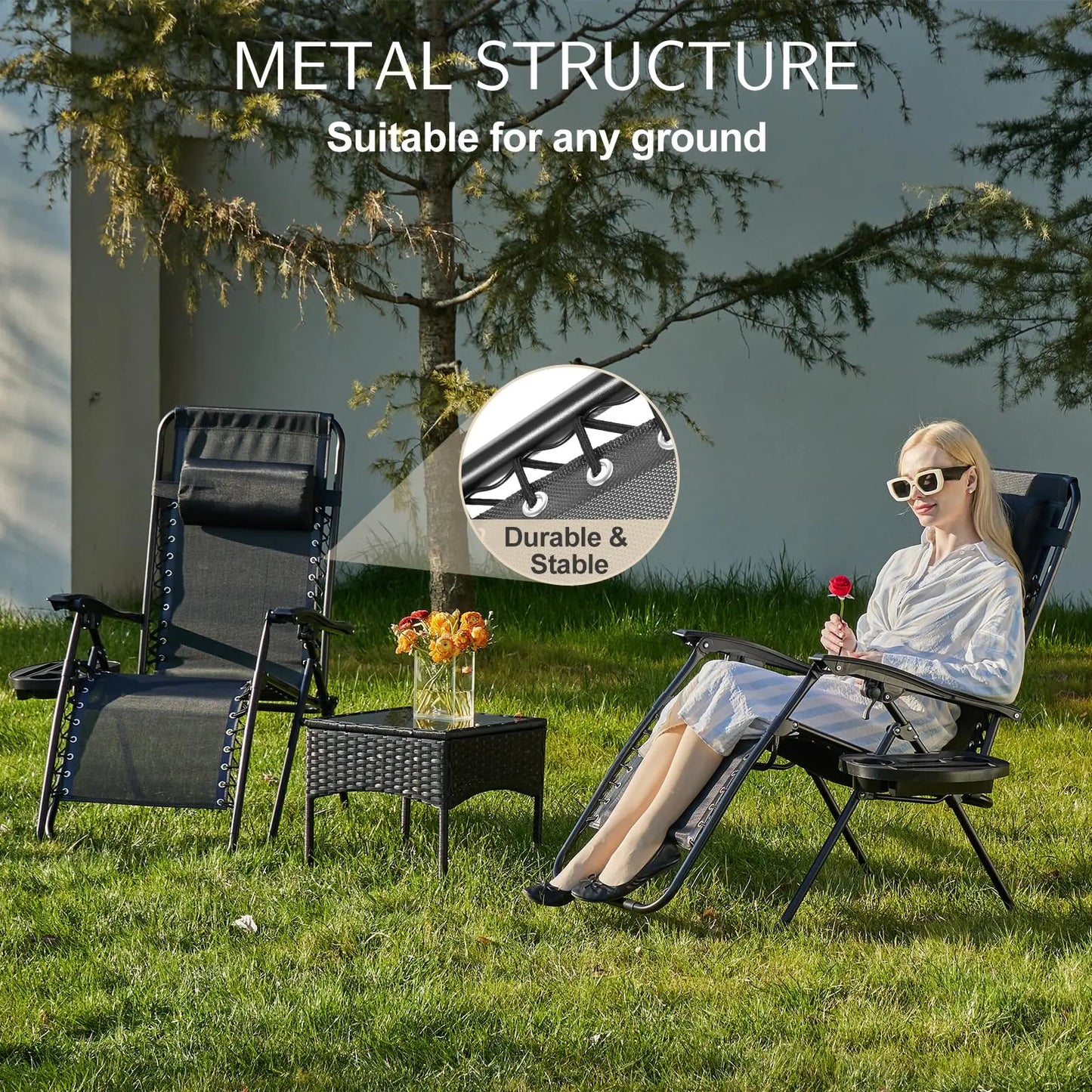 JHK Zero Gravity Recliner Set of 2 Cup Holder Trays