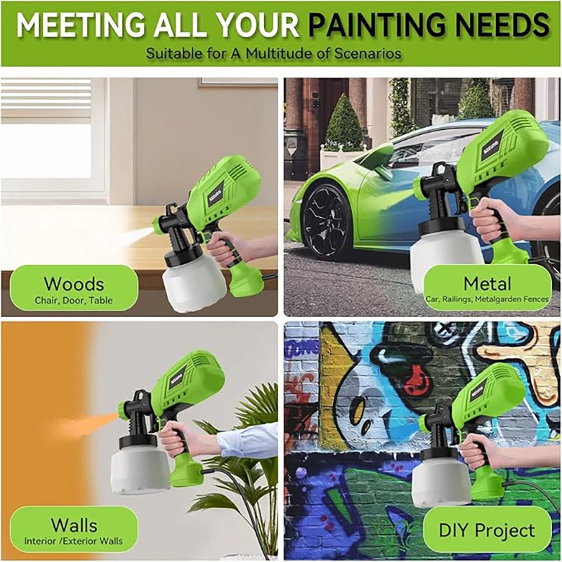 550W HVLP Electric Spray Gun 1200ML Capacity 4 Nozzles