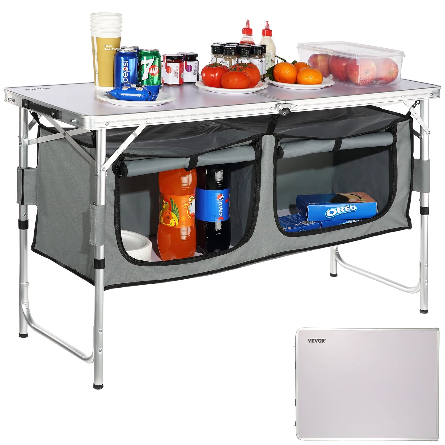 SucceBuy Camping Kitchen Table Quick Set Up Folding BBQ