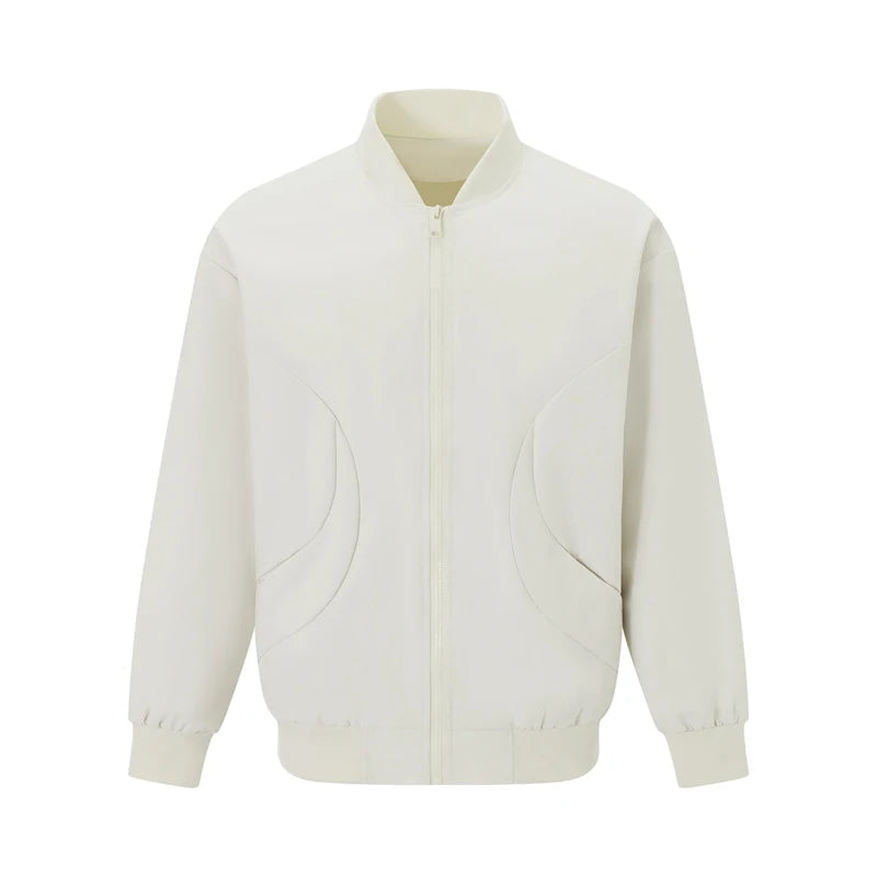 Men's Long Sleeve Baseball Jacket Solid Color Zip Up Coat