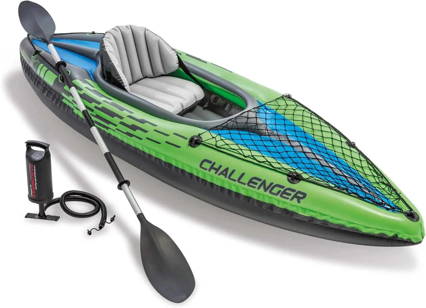 Intex Challenger Inflatable Kayak Series with Deluxe 86 Inch Kayak Paddles and High Output Pump Super Strong PVC