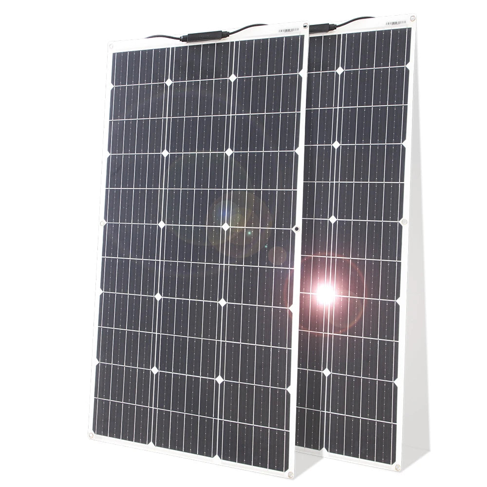 12V Flexible Solar Panel Kit 100W 200W Monocrystalline Waterproof Solar Charger with Controller for RV Camping Outdoor