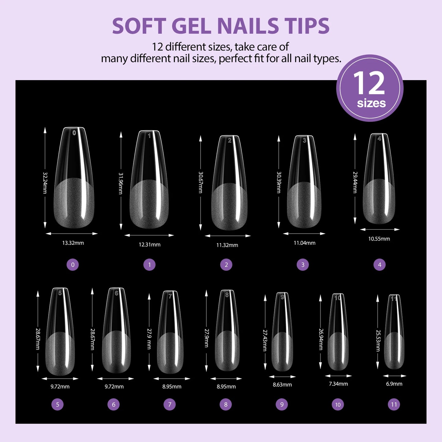 SAVILAND Gel X Nail Kit 500pcs Long Coffin Nail Tips