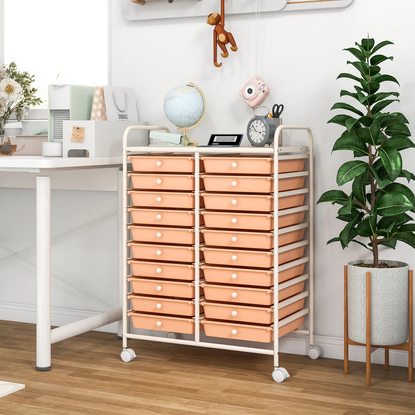 20 Drawers Rolling Storage Cart Art Craft Organizer on Wheels Multipurpose