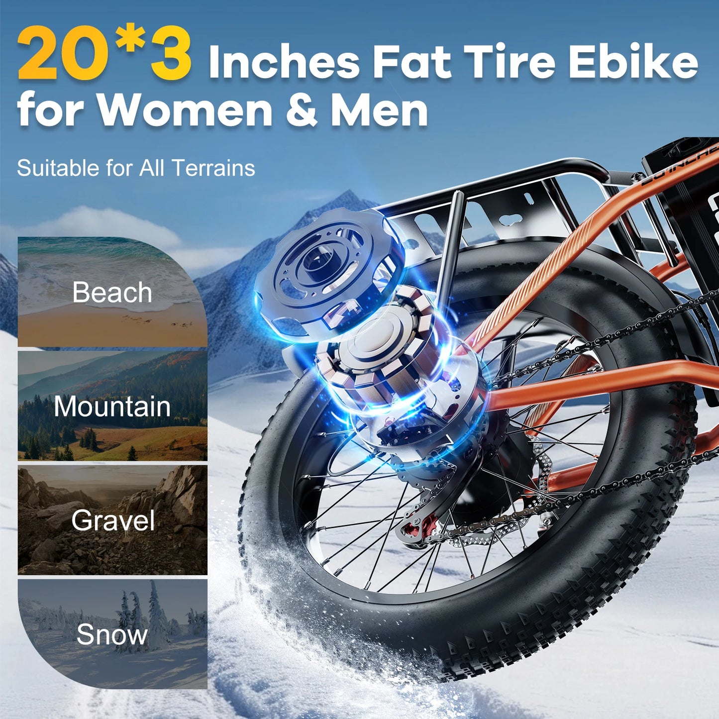 1000W Folding Electric Bike 48V 20Ah 30 MPH 80 Mile Range