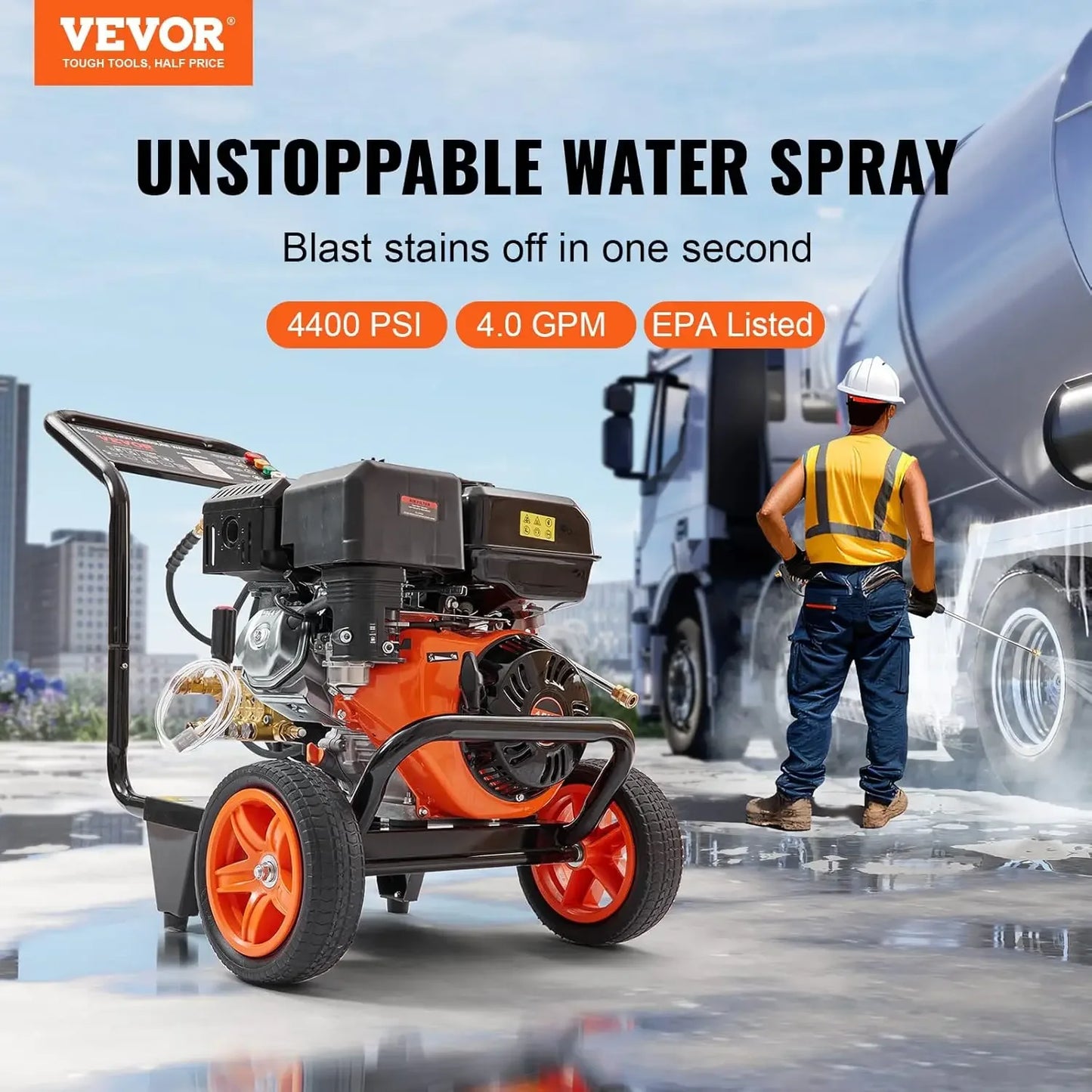 Gas Powered Pressure Washer 4400 PSI 4.0 GPM With Spray Gun