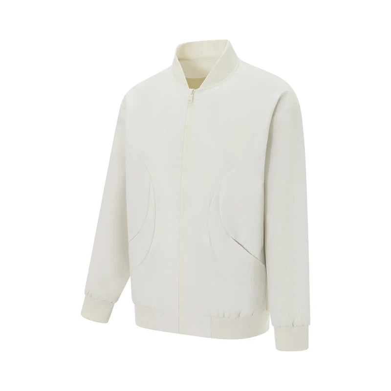 Men's Long Sleeve Baseball Jacket Solid Color Zip Up Coat