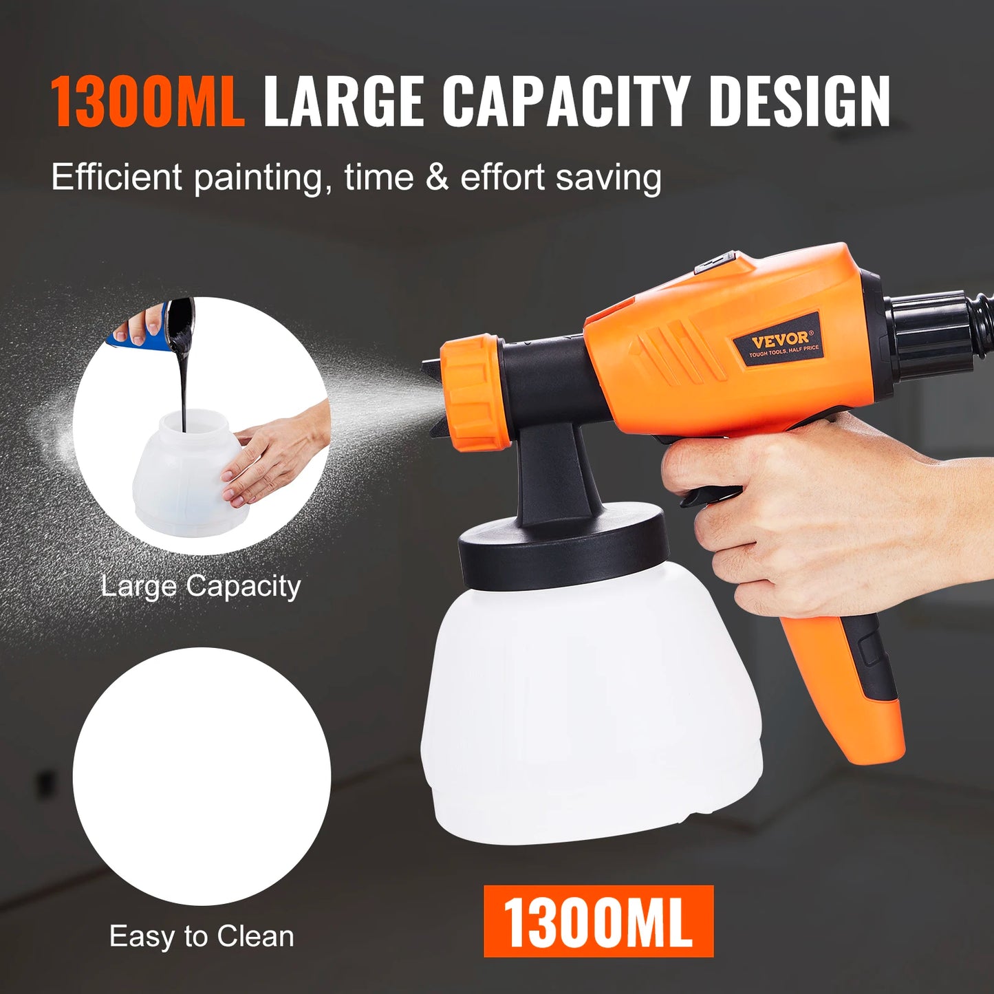 SucceBuy HVLP Paint Sprayer 1300ml Electric Spray Gun