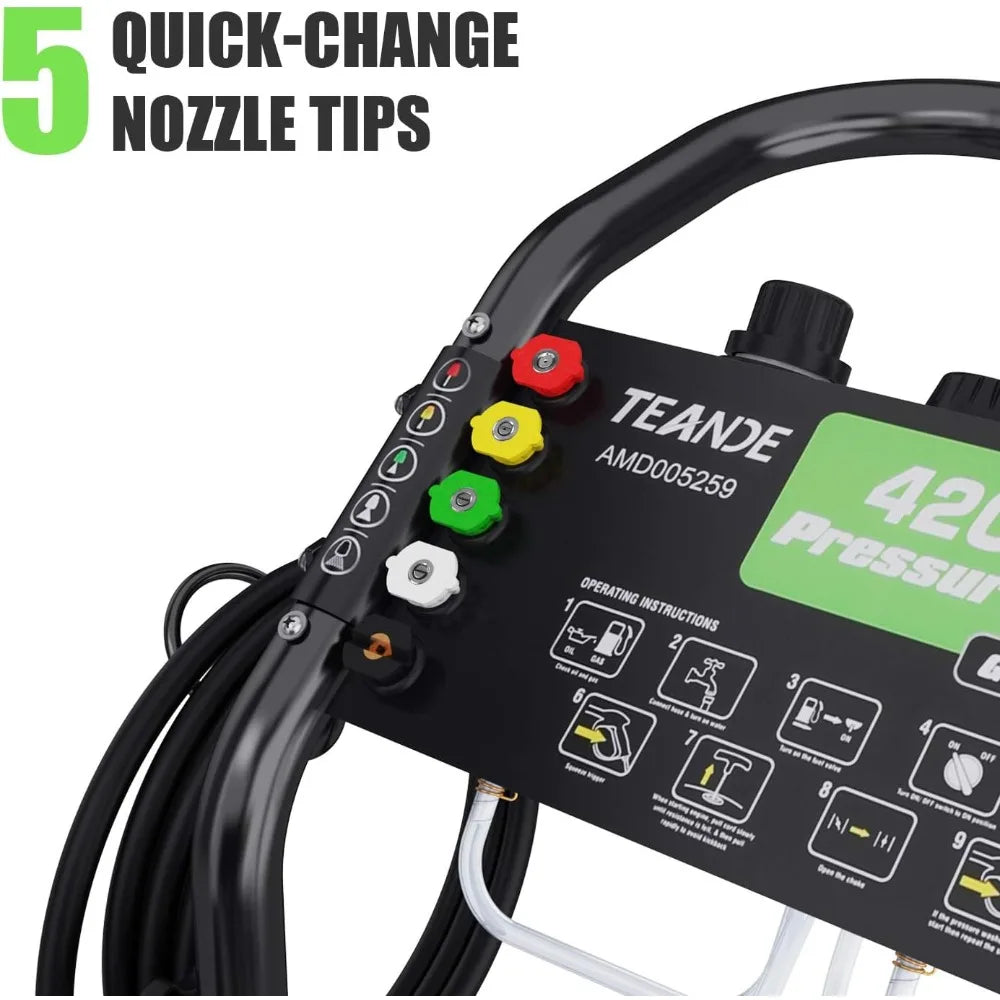 Gas Pressure Washer 4200 PSI 4.0 GPM With 5 Nozzle Set