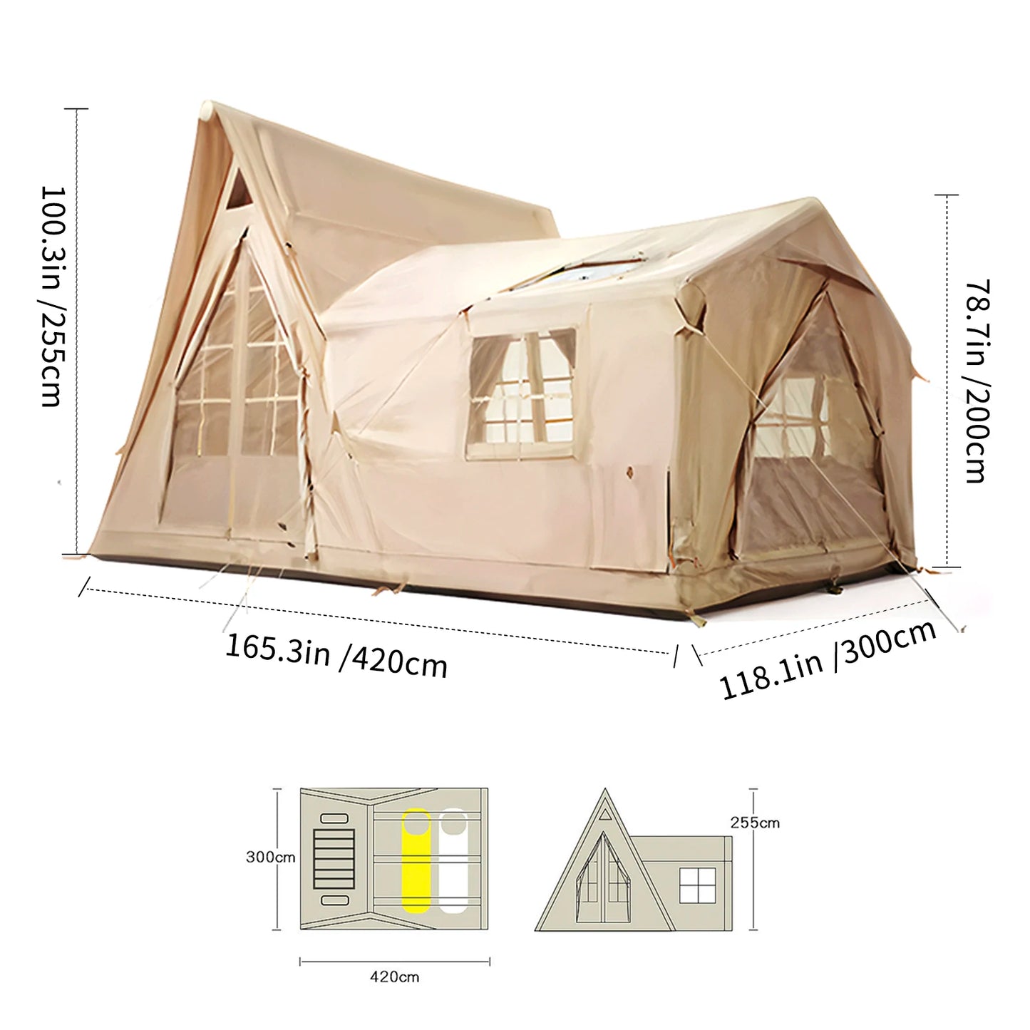 Large Inflatable Tent For 8 To 10 People 135 Sqft Camp Tent