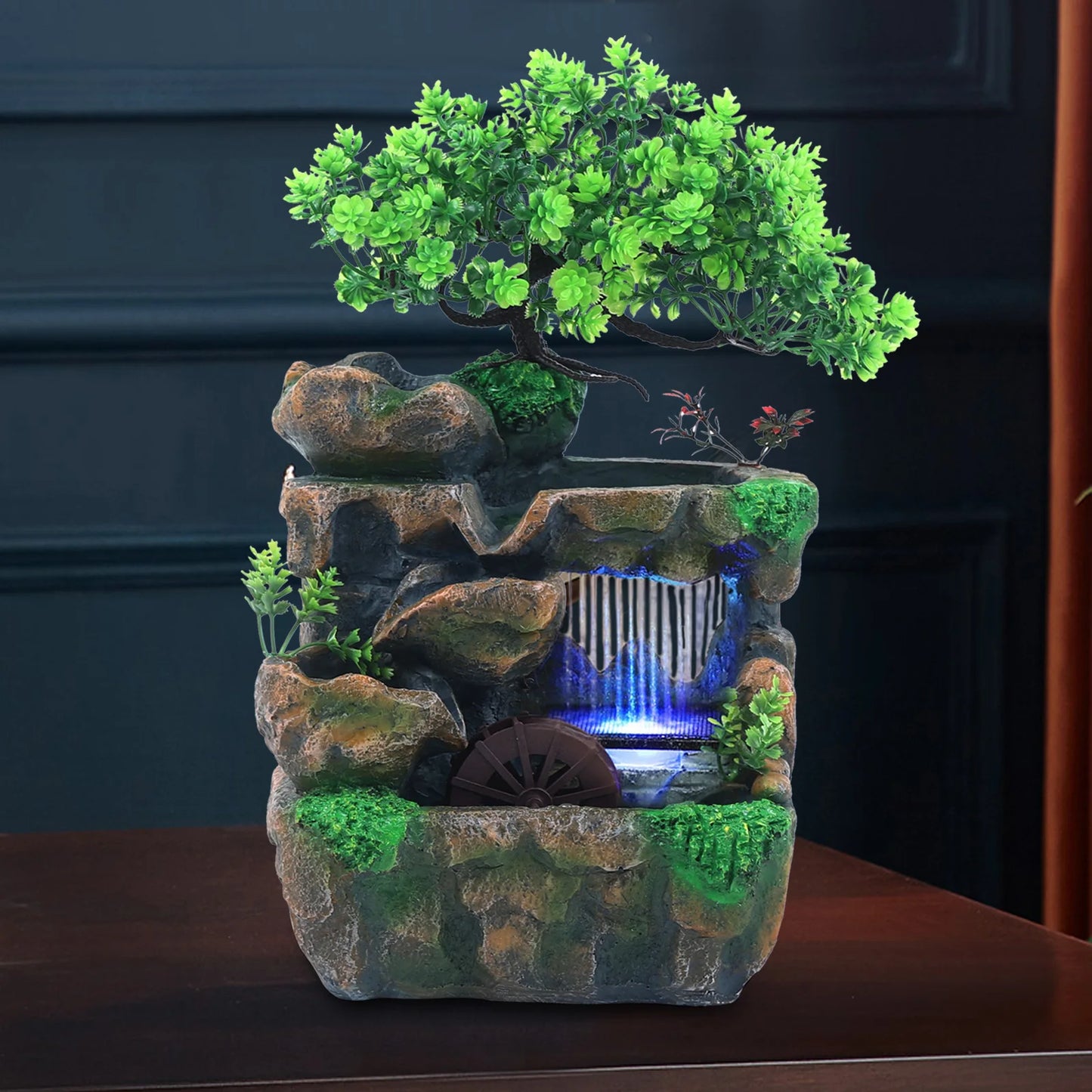 Indoor Room Fountain With Color Changing LED Lighting