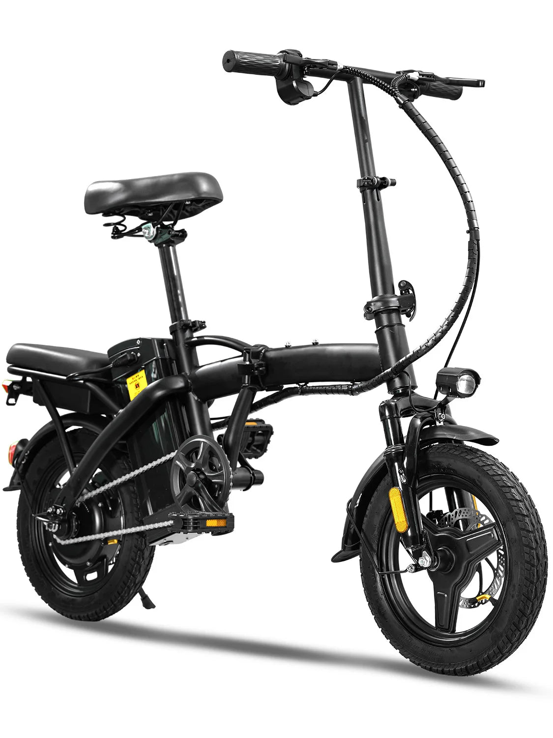 Adult folding basket electric bicycle, 400W high-speed 48V detachable battery, 14 inch front and rear double brake electric bicy