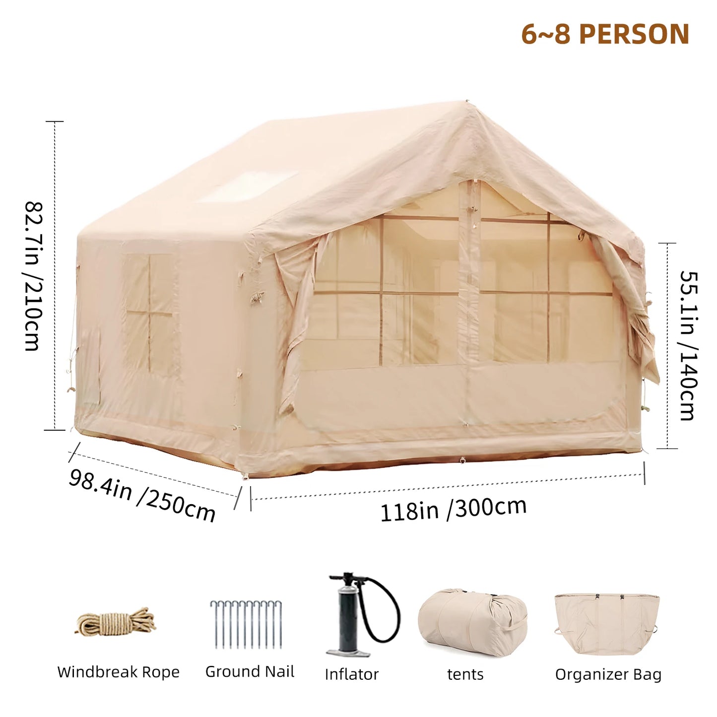 Ultra Quick Inflatable Camping Tent For 6 To 8 With Stove