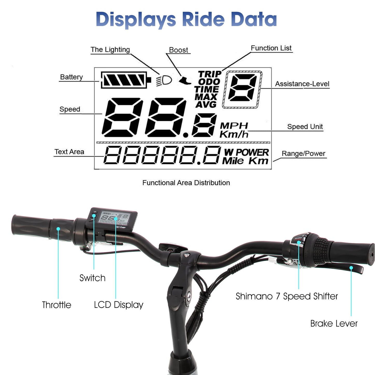 Hiland Electric Road Bike 250W Detachable Battery LCD Panel