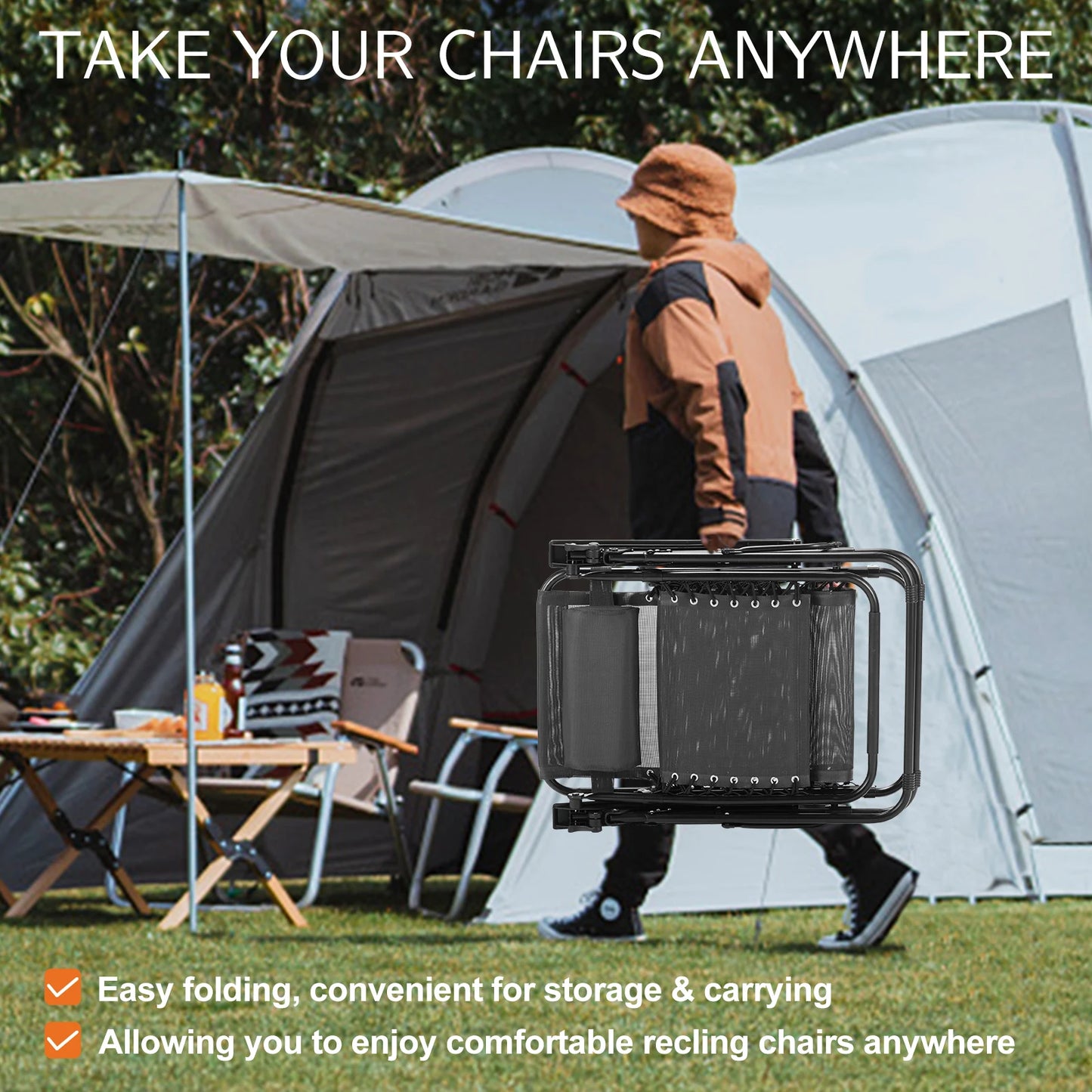 JHK Zero Gravity Recliner Set of 2 Cup Holder Trays