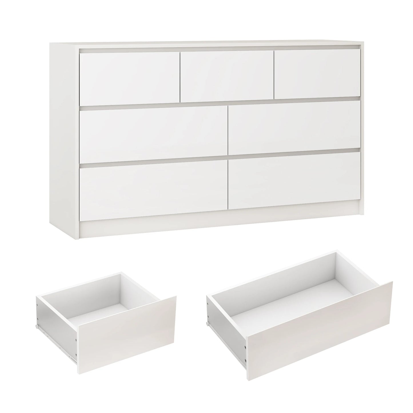 7 Drawer Dresser for Bedroom, 55 Inch Modern Chest
