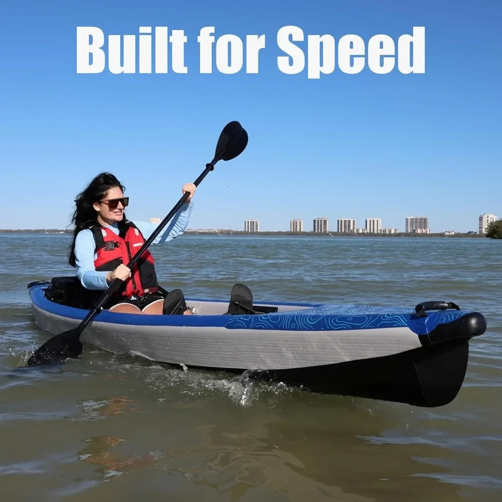 RazorLite Inflatable Kayak Lightweight Drop Stitch High Speed Touring Kayak Solo or Tandem Tall Back Seat