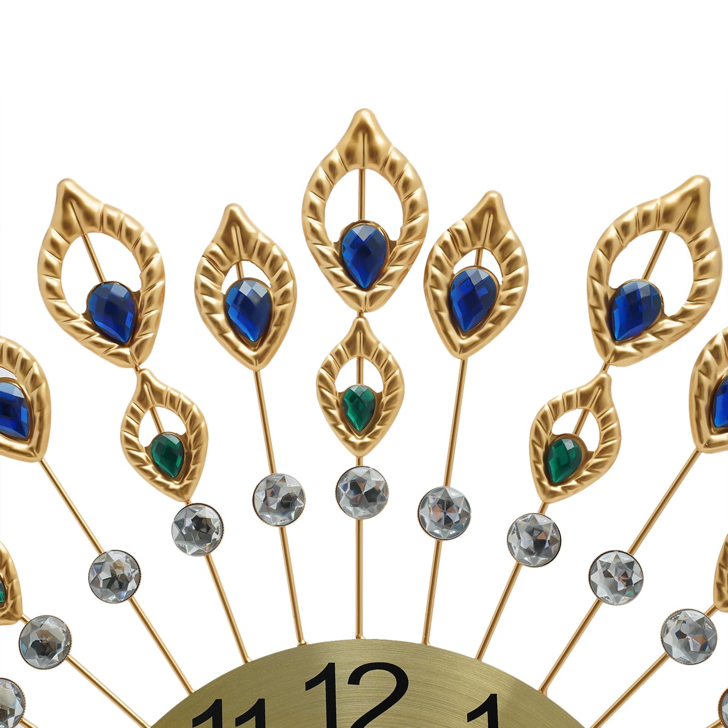 Decorative Wall Clock with Peacock Feather Design Quartz Movement Silent Ideal for Home and Office