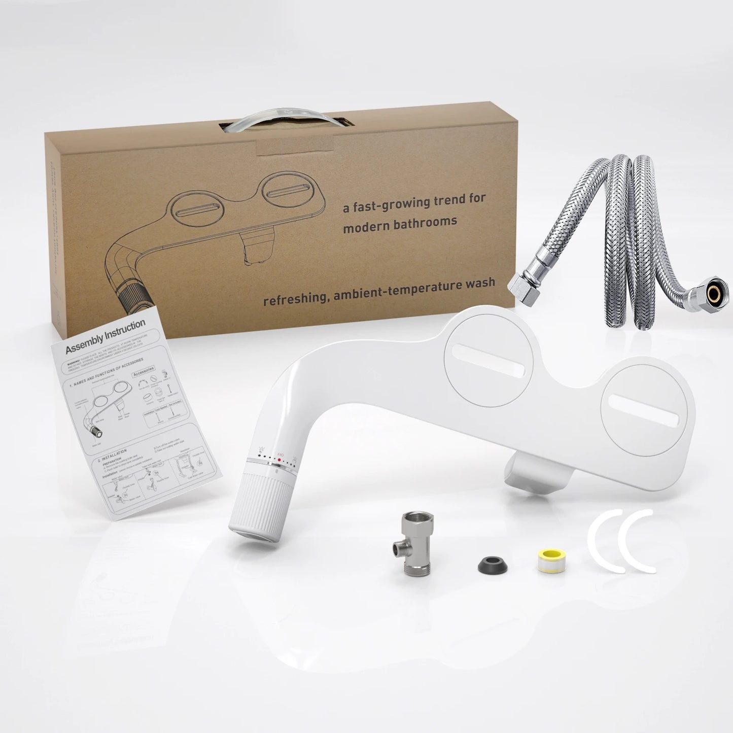 Samodra Bidet Non Electric Toilet Attachment Dual Nozzle Adjustable Water Pressure Brass Inlet