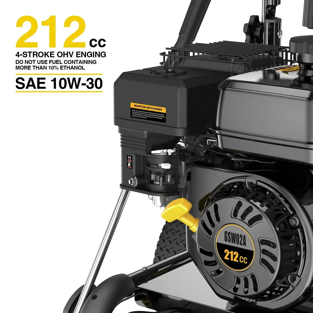 3500 PSI Gas Pressure Washer 2.6 GPM With 30ft Hose Nozzles