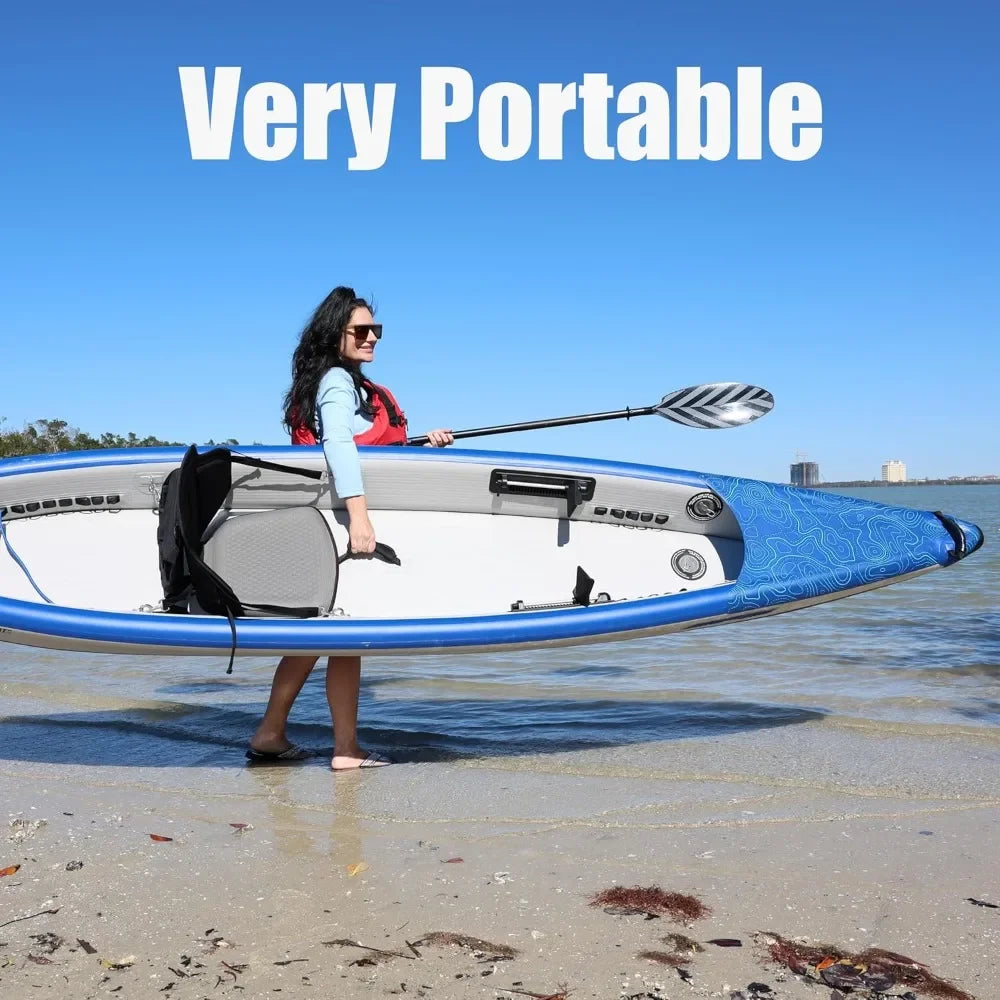 RazorLite Inflatable Kayak Lightweight Drop Stitch High Speed Touring Kayak Solo or Tandem Tall Back Seat