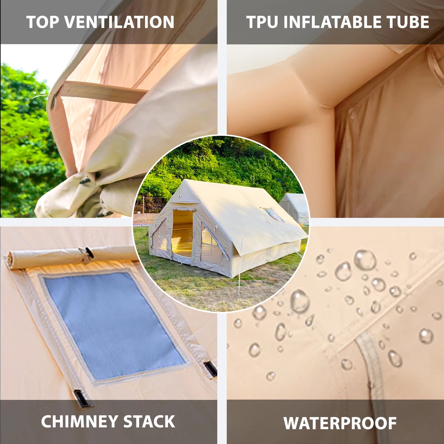Large Inflatable Camping Tent with Hand Pump Easy Setup Portable Tent for Camping 129 Square Feet Capacity