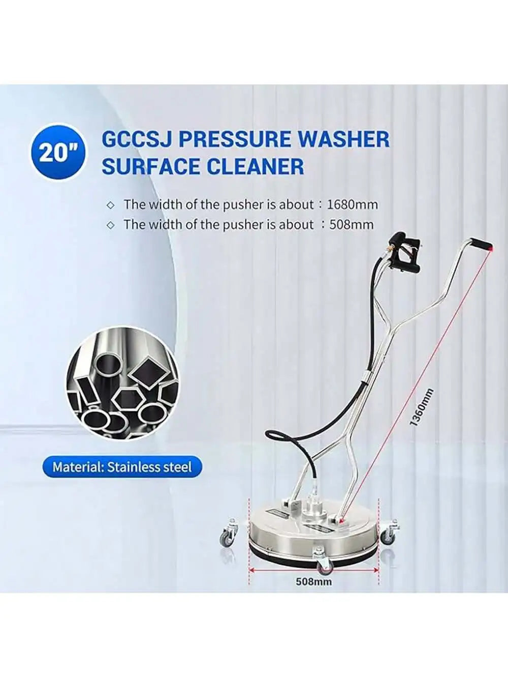 18 Inch Stainless Steel Surface Cleaner 4 Spinner Wheels