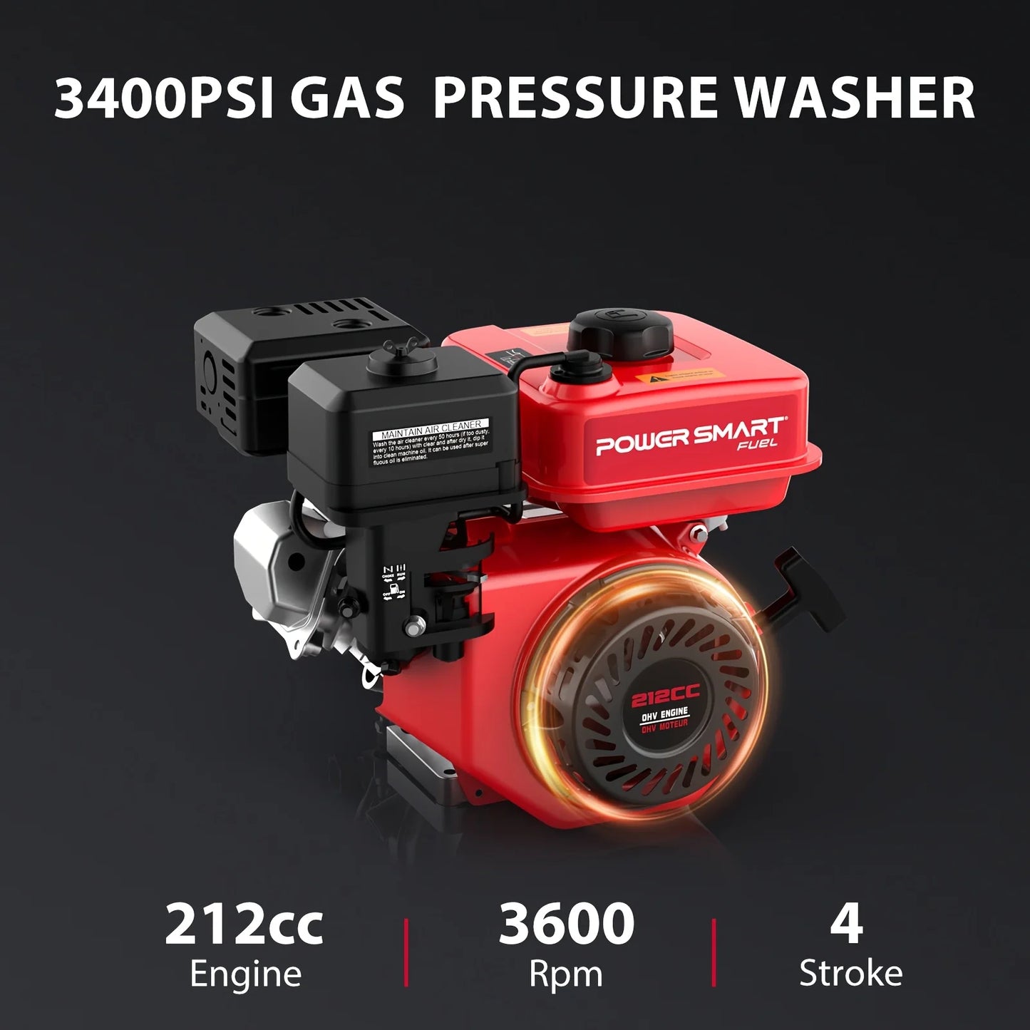 PowerSmart 3400 Psi Gas Pressure Washer 212cc 2.5 Gpm