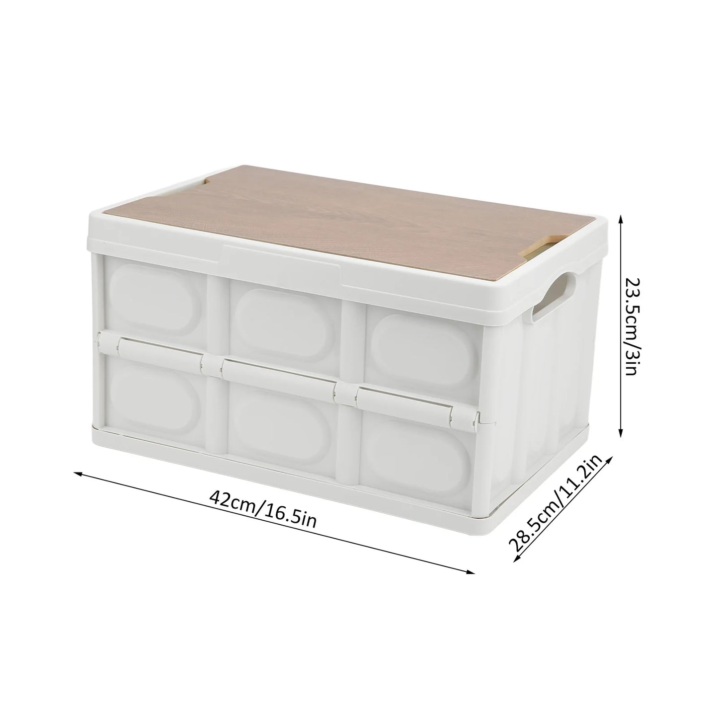 30L Outdoor Camping Picnic Folding Storage Box Multifunctional Thick Removable Storage Box with Wooden Panel