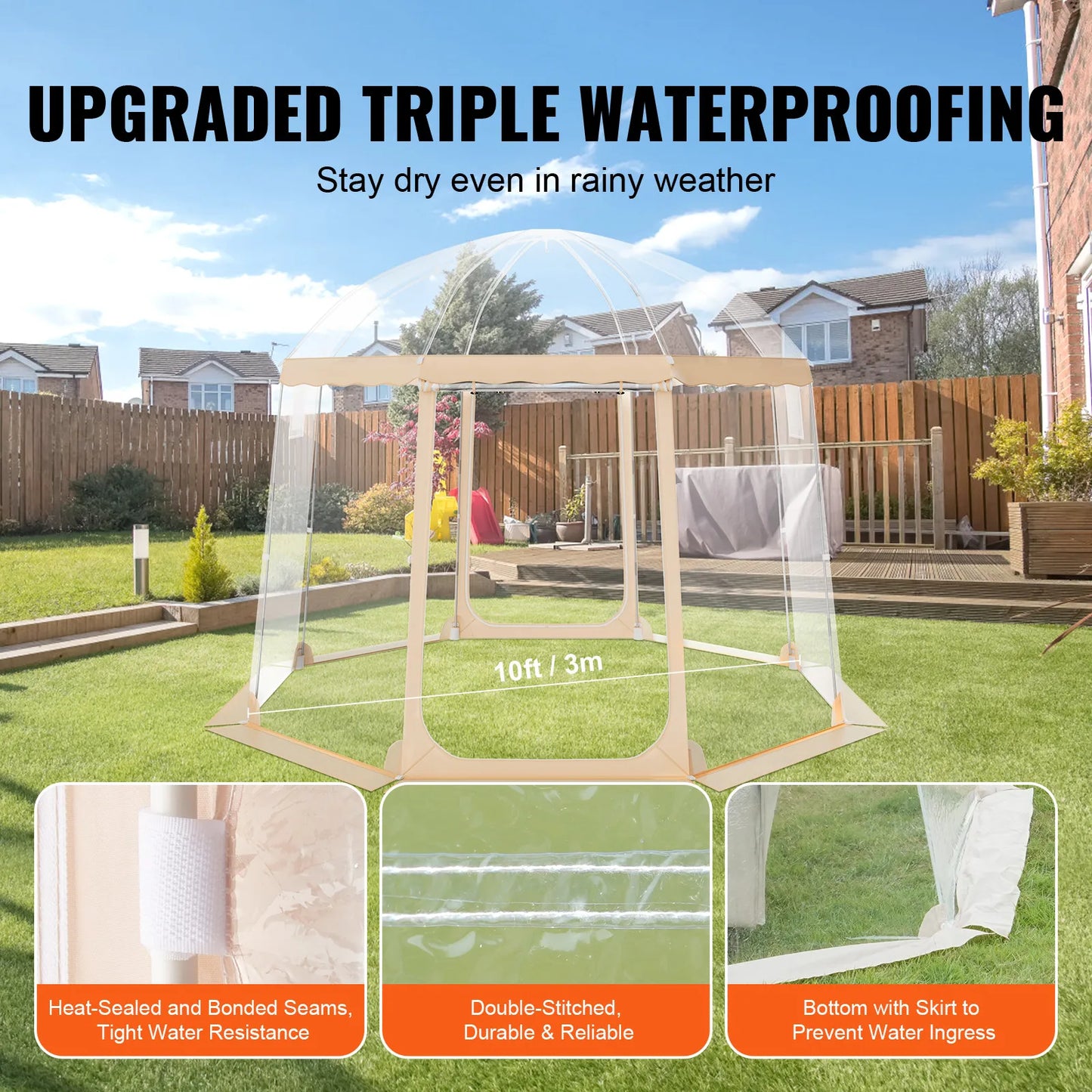 Instant Pop Up Clear Bubble Weatherproof Tent 4 To 8 People