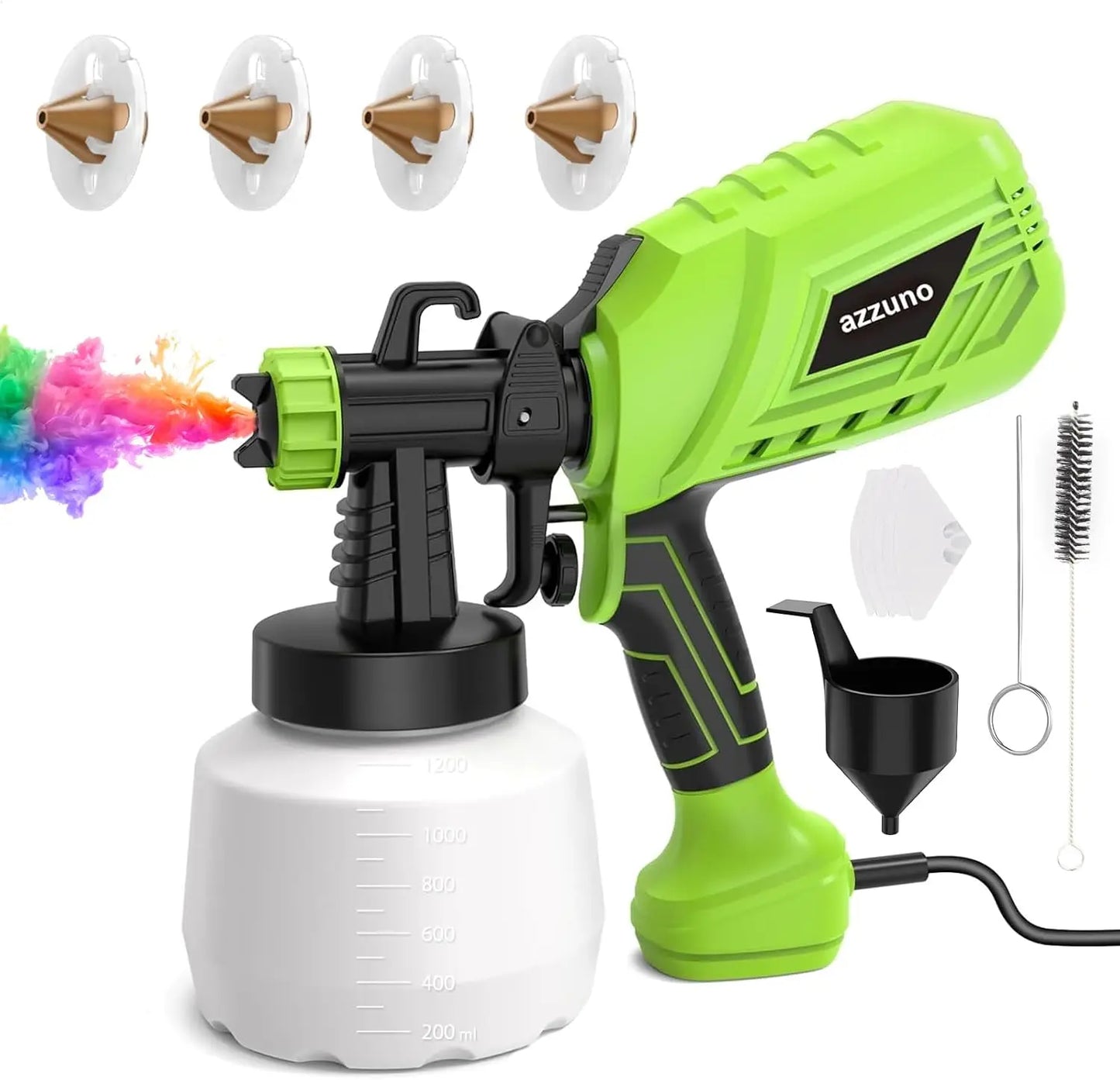 550W HVLP Electric Spray Gun 1200ML Capacity 4 Nozzles