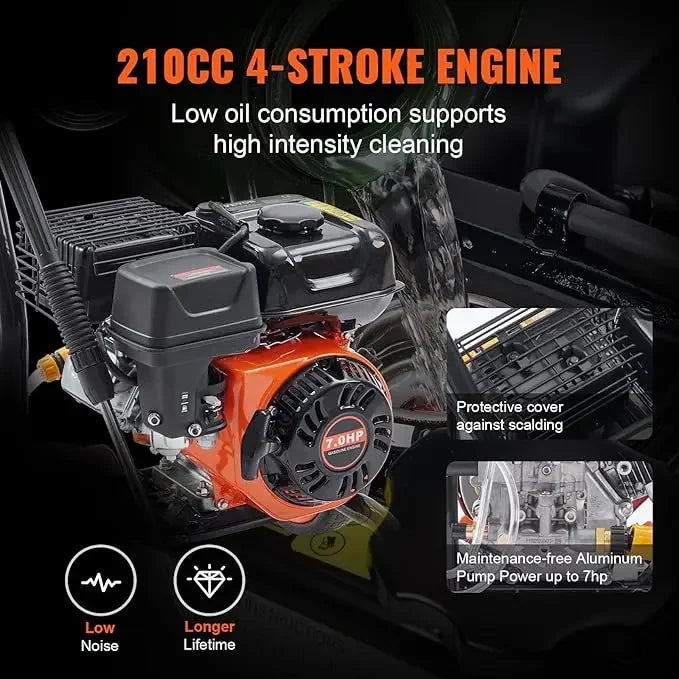 Gas Powered Pressure Washer 3400 PSI 2.6 GPM Copper Pump