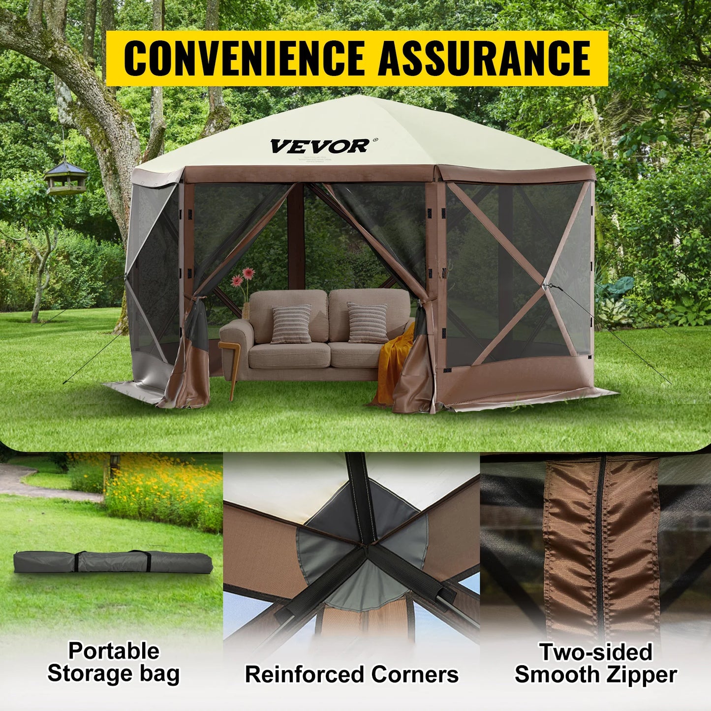 SucceBuy Pop Up Camping Gazebo 12x12 Shelter Canopy Tent