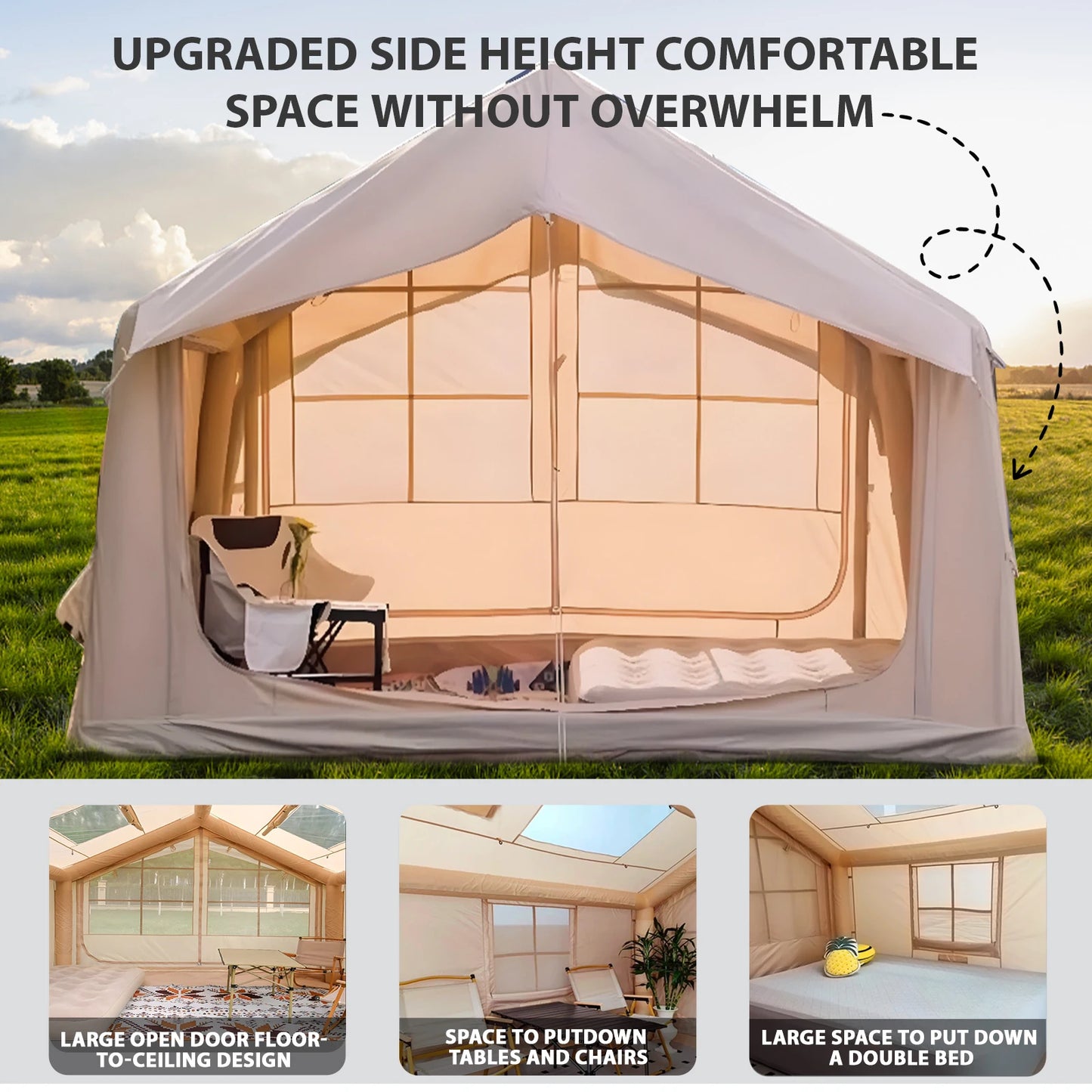 Ultra Quick Inflatable Camping Tent For 6 To 8 With Stove