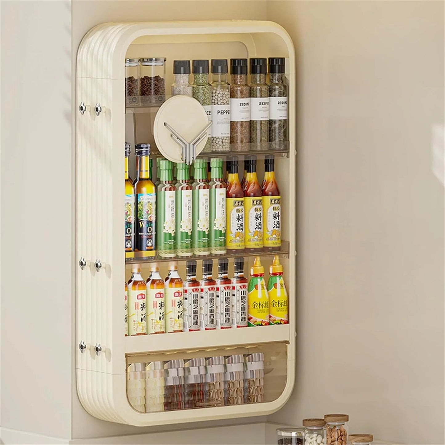 Wall Mount Makeup Organizer Four Tier Adhesive Shelf