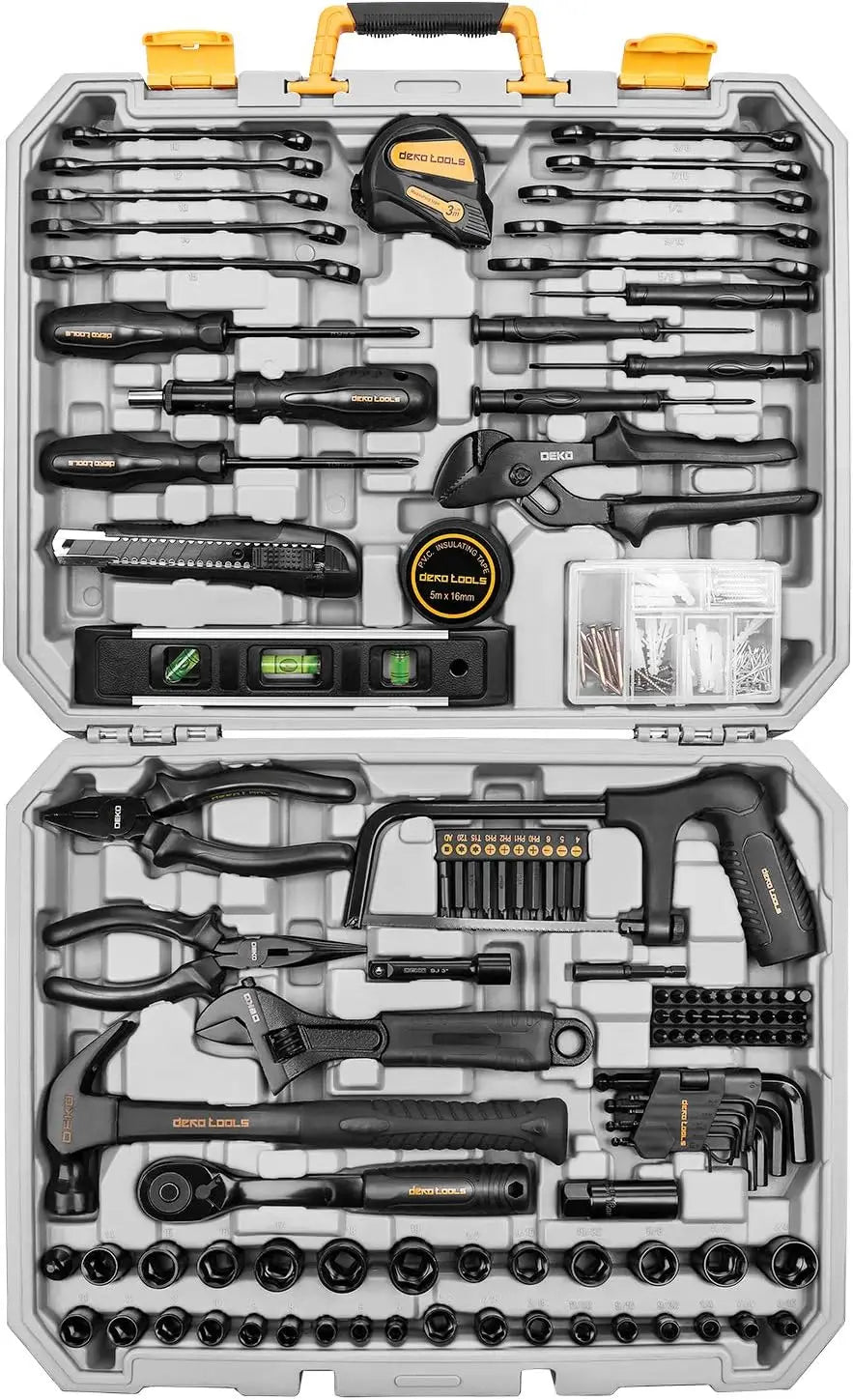 DEKO 218-Piece General Household Hand Tool kit, Professional Auto Repair Tool Set for Homeowner, General Household Hand Tool