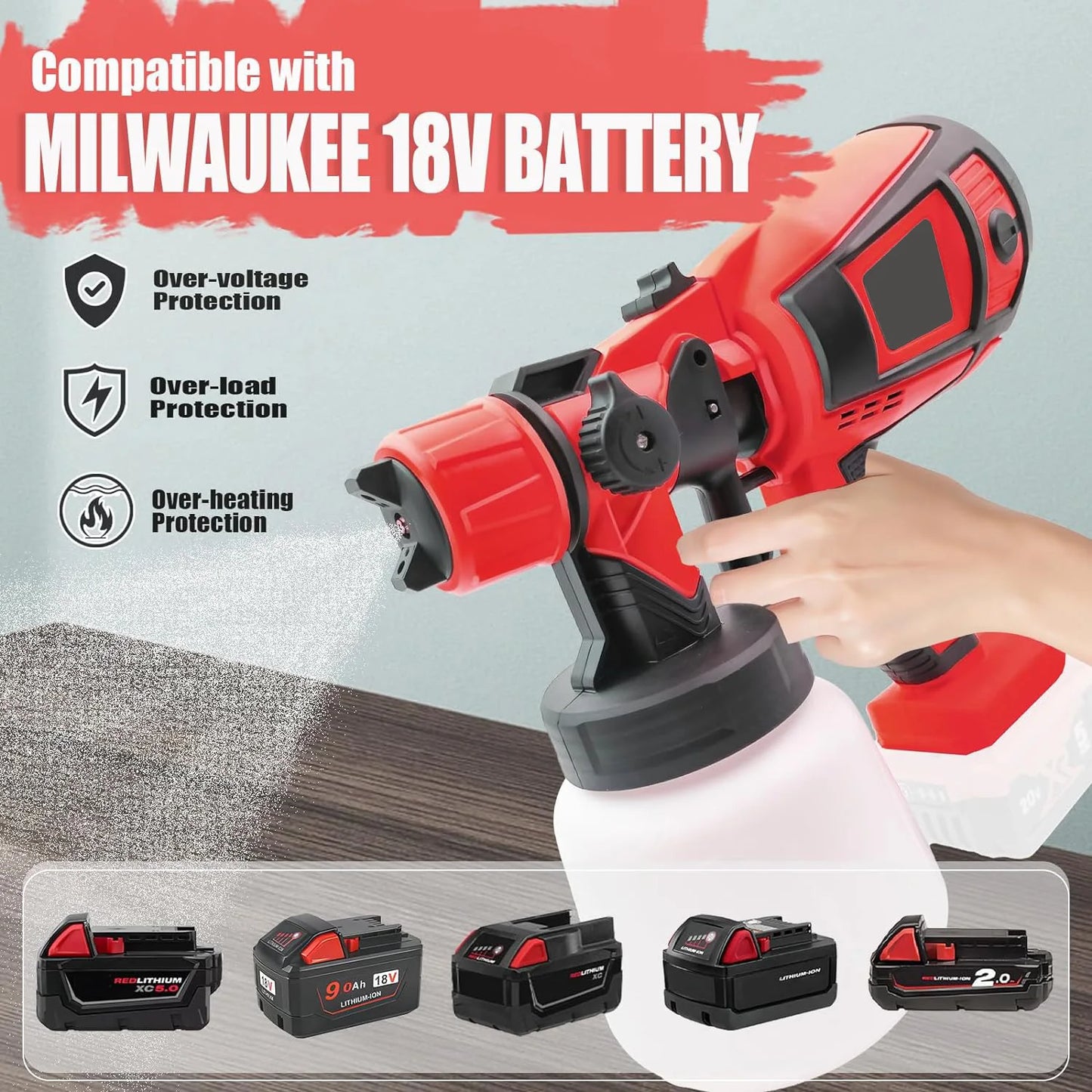 Cordless HVLP Paint Sprayer for M18 18V 1000ML Tool