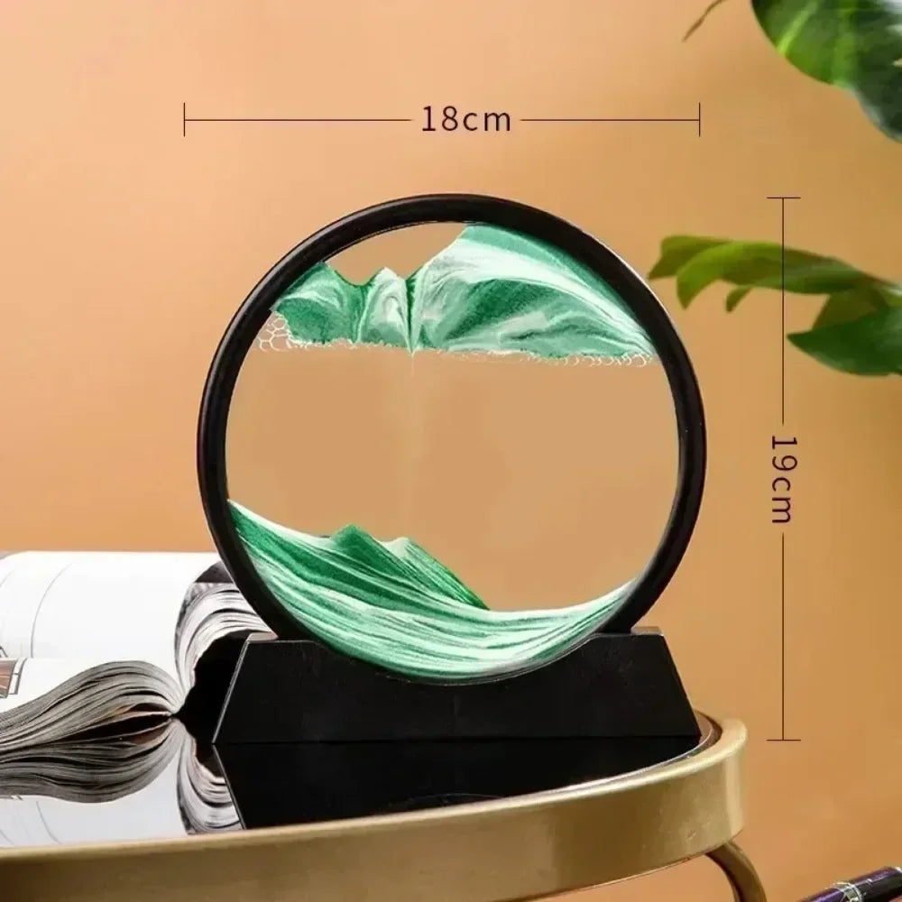 3D Hourglass Quicksand Moving Sand Art Picture Round Glass Deep Sea Sandscape Craft Flowing Painting Office Home Decor Gift Game