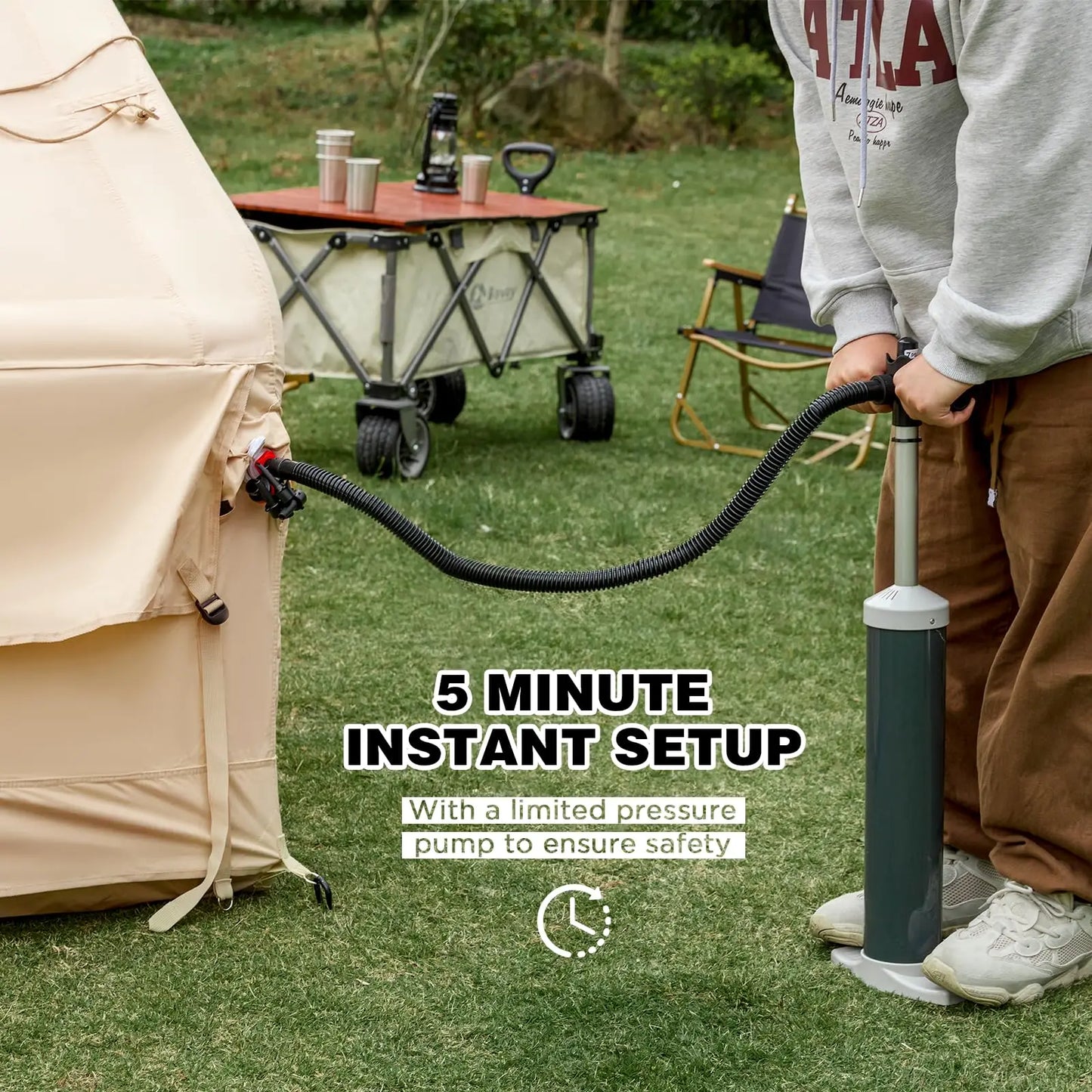 129 Square Feet Inflatable Camping Tent for 8 to 10 People