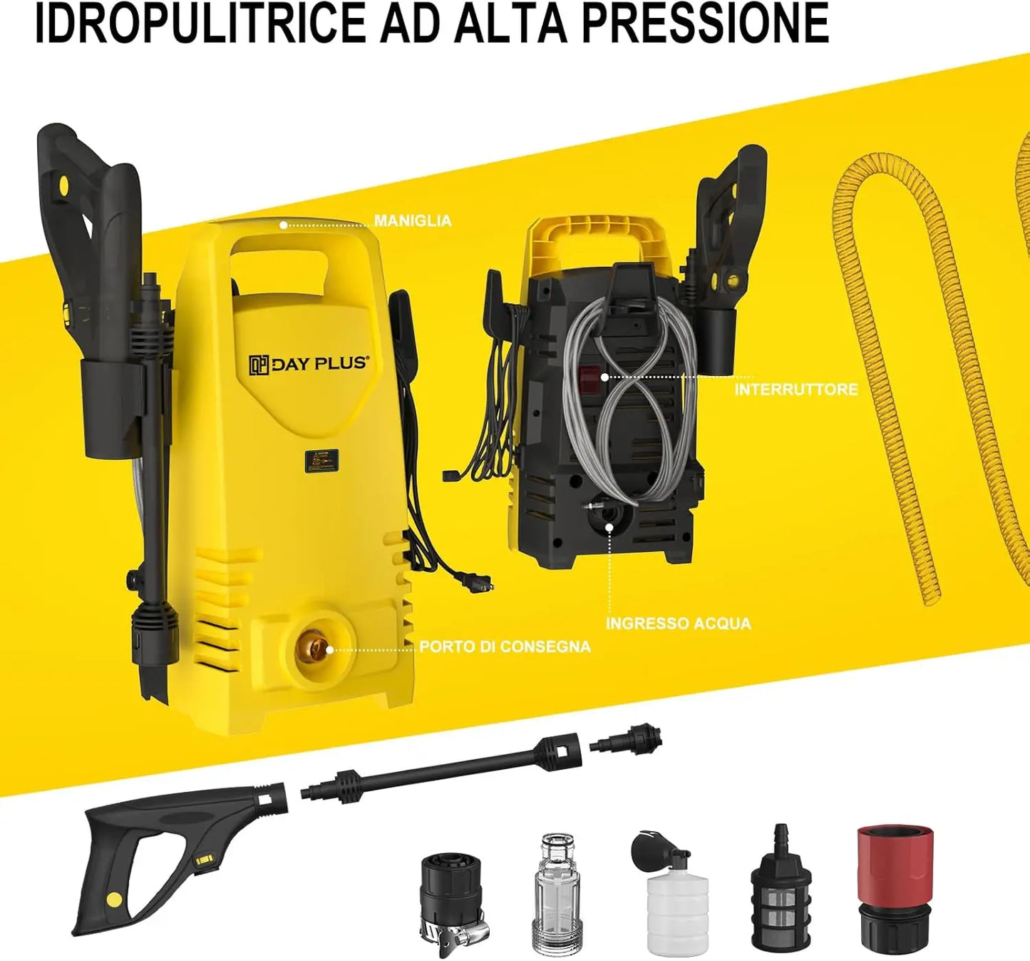 Electric Pressure Washer 1600W 120bar 380Lph Lance 0to180