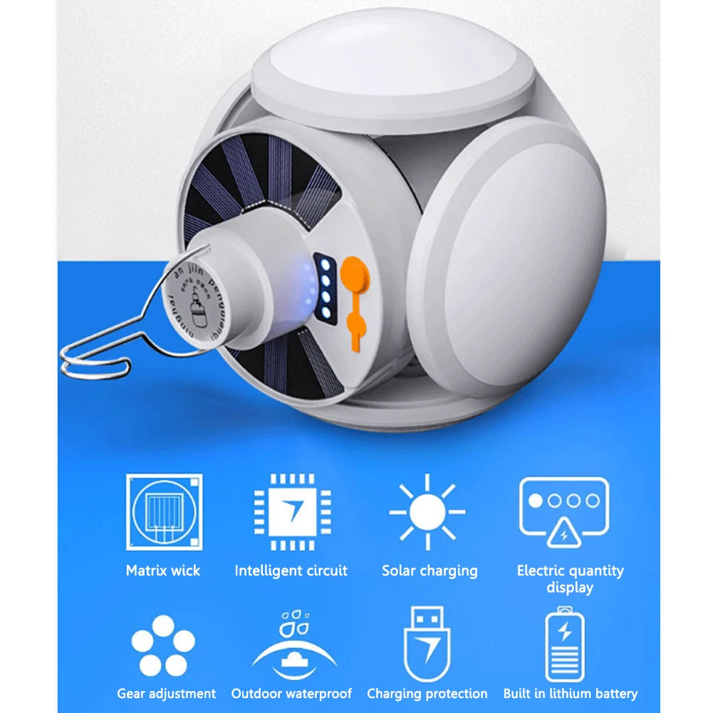 LED Solar Camping Lantern 5 Gear Adjustable Portable Light