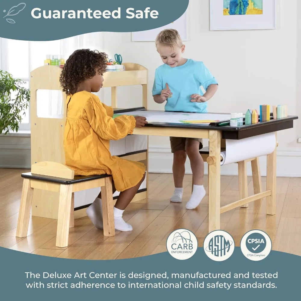 Art and Craft Children's Desk and Chair, Equipped with Storage Shelves, Boxes, Preschool, Activity Children's Desk