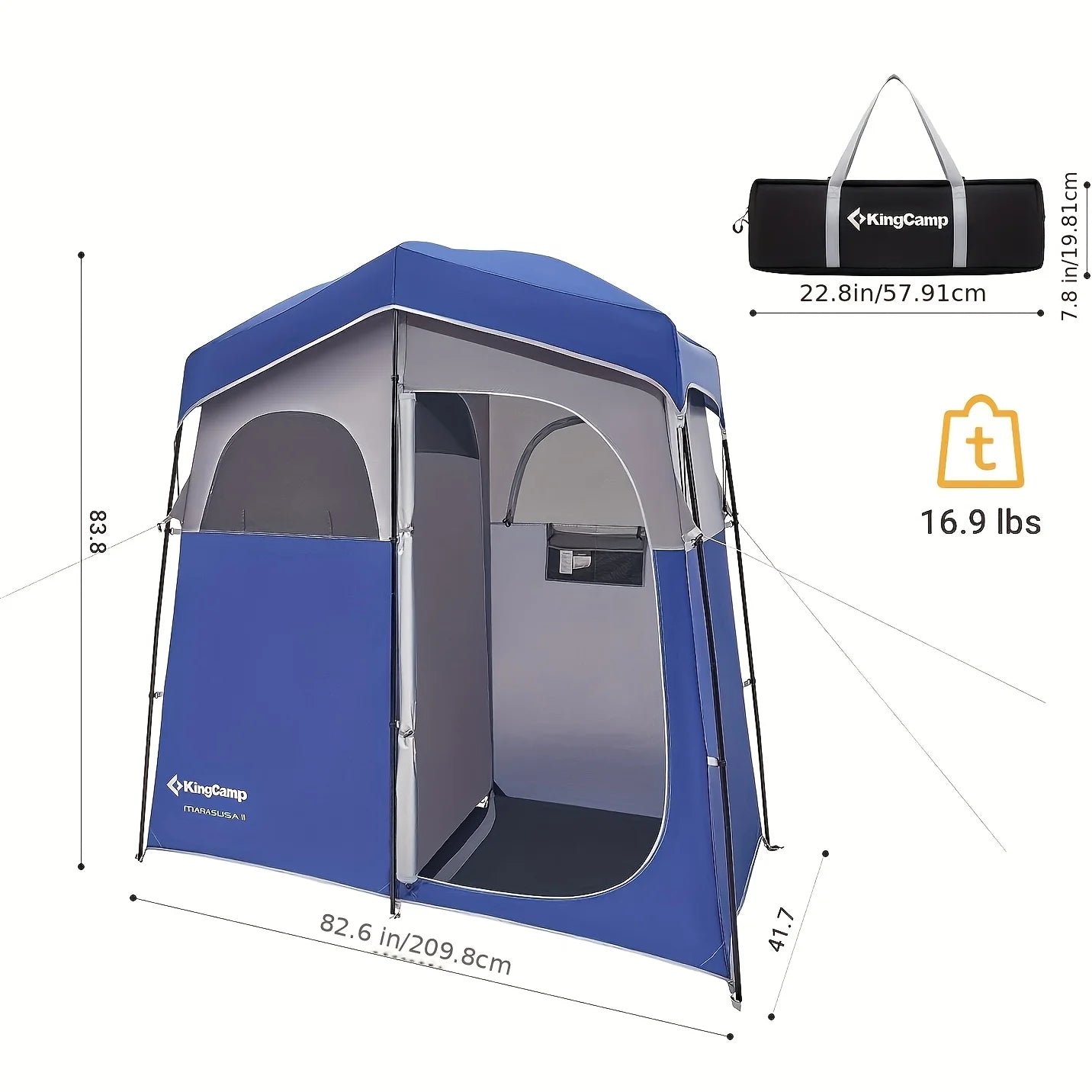KingCamp Privacy Shower Tent Double Person Portable Toilet