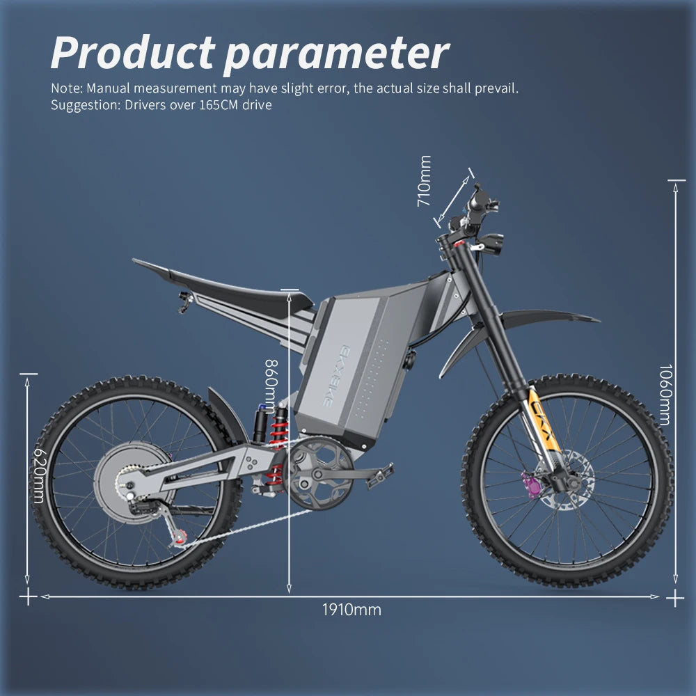 EKXBIKE GTS All Terrain Electric Bike 8000W Peak 72V30Ah
